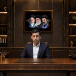 احمد شناس پشت میزکار در معاونت اقتصاد بین املل قرارگاه اباصالح